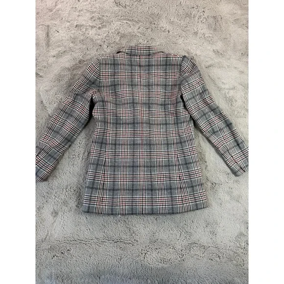 Sandro Paris Lauryn Plaid Wool Blazer Women Size 36 Double Breasted Designer Lux